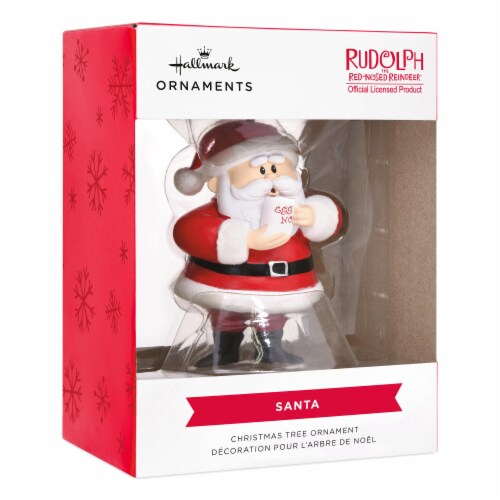 Hallmark Rudolph the Red-Nosed Reindeer Santa with Eggnog Christmas Ornament Perspective: front