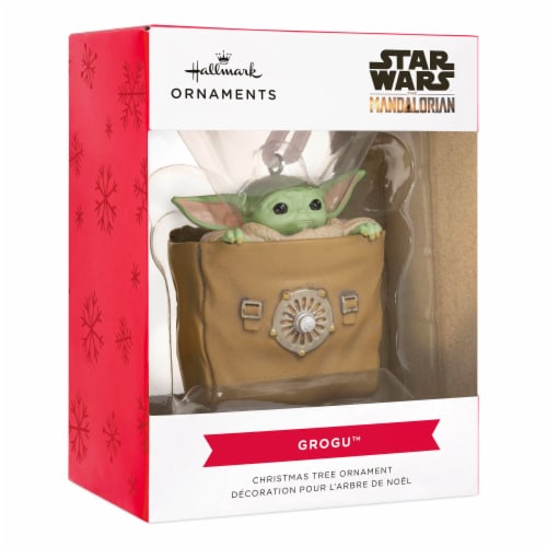 Hallmark Star Wars: The Mandalorian Grogu in Bag Christmas Ornament Perspective: front