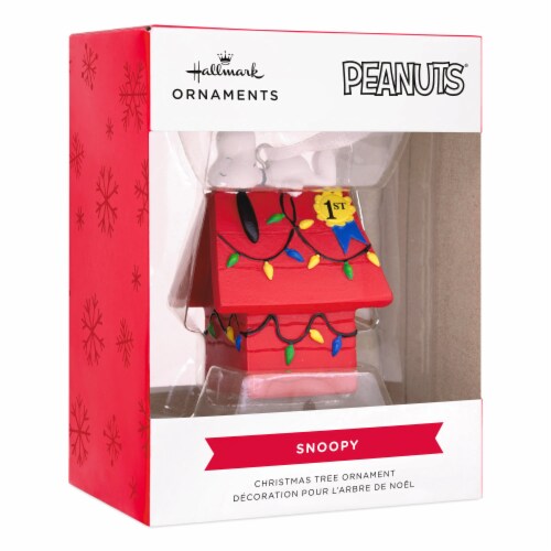Hallmark  Peanuts Snoopy on Decorated Doghouse Christmas Ornament Perspective: front