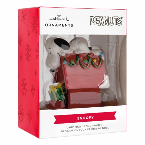 Hallmark Christmas Peanuts® Snoopy on Holiday Doghouse Ornament Perspective: front