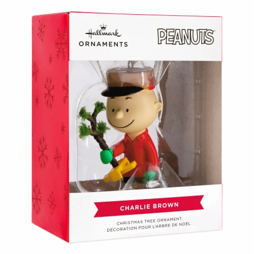 Hallmark Christmas Peanuts® Charlie Brown Kneeling with Tree Ornament Perspective: front