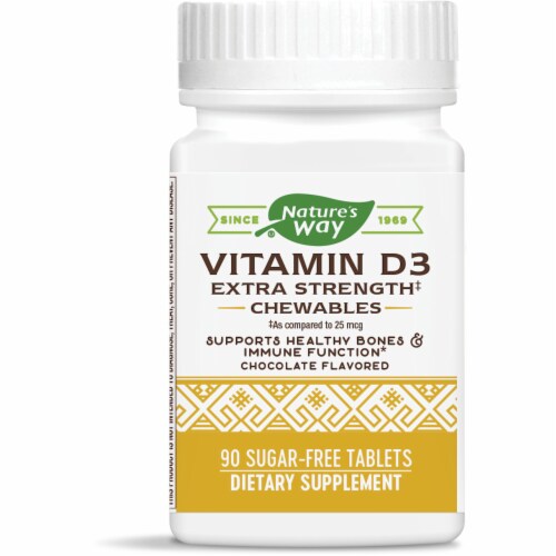 Enzymatic Therapy Vitamin D3 Chocolate Chewable Tablets Perspective: front