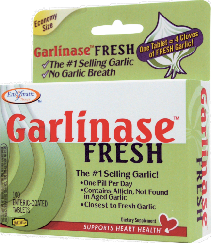Enzymatic Therapy Garlinase Enteric-Coated Tablets Perspective: front