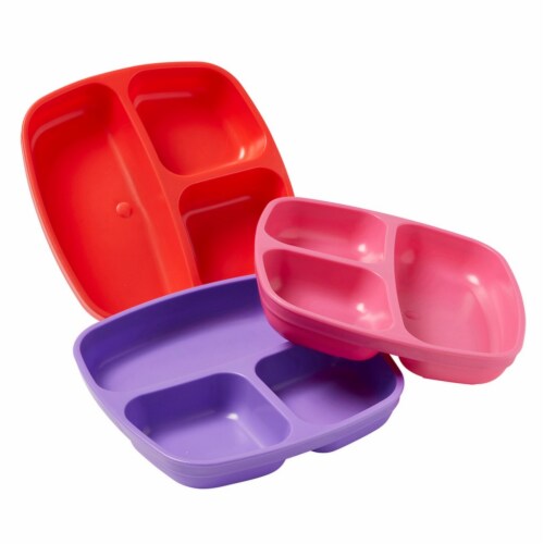 My First Meal Pal Divided Plates, Berry, Set of 3 Perspective: front