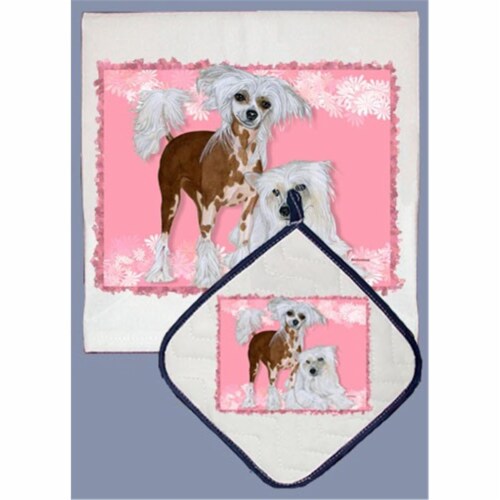 Pipsqueak Productions DP598 Chinese Crested Dish Towel And Pot Holder Set Perspective: front