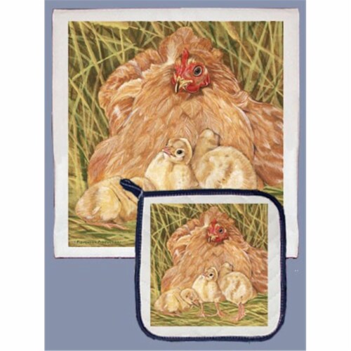 Pipsqueak Productions DP713 Chicken Buff Orpington Dish Towel And Pot Holder Set Perspective: front