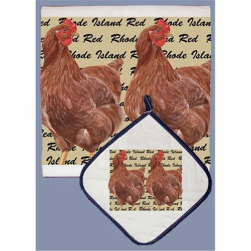 Pipsqueak Productions DP715 Chicken Rhode Island Red Dish Towel And Pot Holder Set Perspective: front