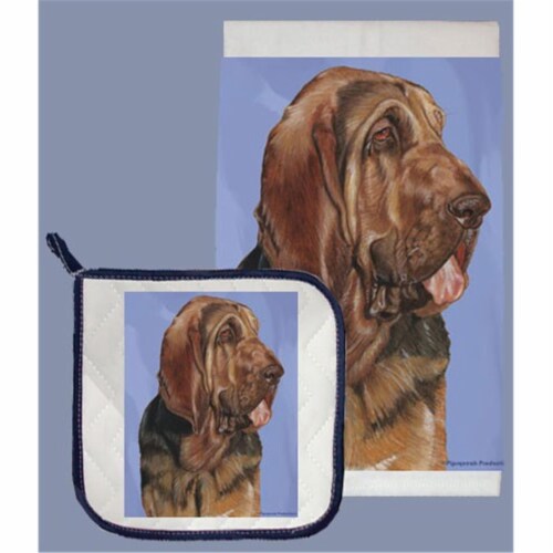 Pipsqueak Productions DP721 Bloodhound Dish Towel And Pot Holder Set Perspective: front