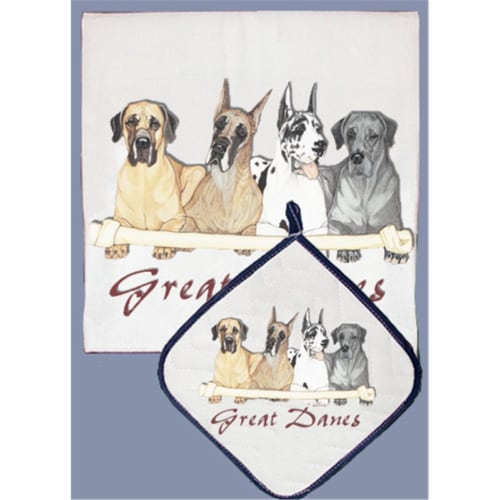 Pipsqueak Productions DP913 Dish Towel and Pot Holder Set - Great Dane Perspective: front