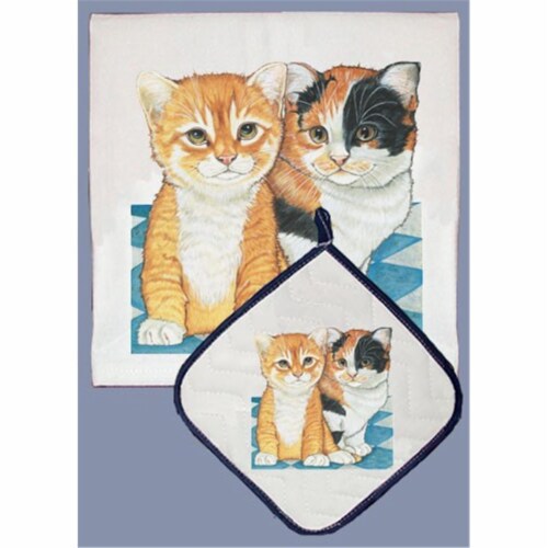 Pipsqueak Productions DP939 Cat Dish Towel And Pot Holder Set Perspective: front
