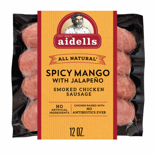 Aidells® Smoked Chicken Sausage Spicy Mango with Jalapeno Perspective: front