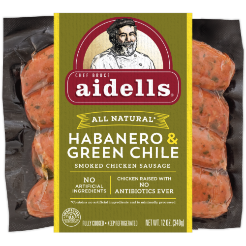 Aidells® Gluten Free Habanero & Green Chile Smoked Chicken Sausage Perspective: front