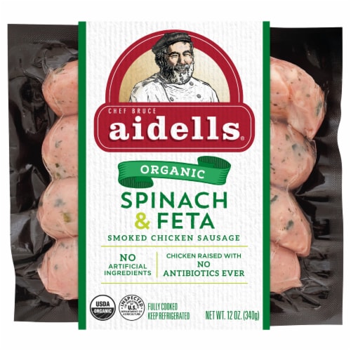 Aidells® Organic Spinach & Feta Smoked Chicken Sausage Perspective: front