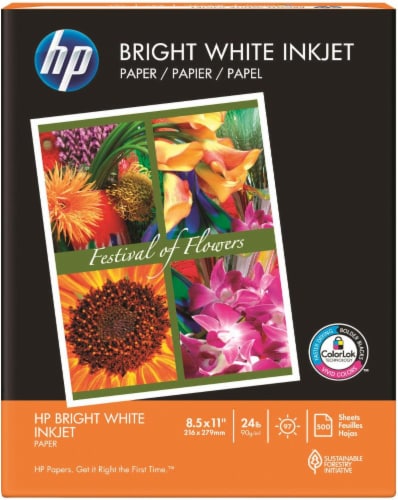 HP Bright White Inkjet Paper - 500 Pack - 8.5 x 11-Inch Perspective: front