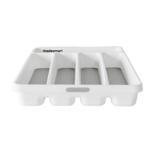 madesmart® Classic Mini Flatware Organizer in White/Grey Perspective: front