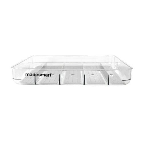 madesmart® Large Soft Grip Silverware Tray - Clear/Gray Perspective: front