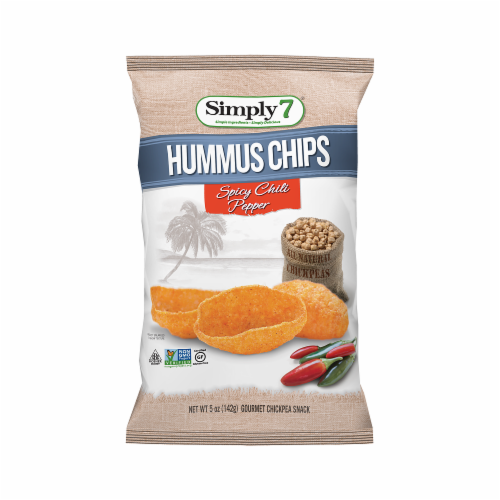 Simply7 Spicy Chili Pepper Hummus Chips Perspective: front