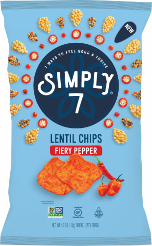 Simply 7 Fiery Hot Pepper Lentil Chips Perspective: front