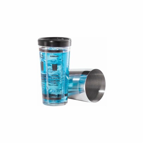 Oggi Glass Section Stainless Steel Cocktail Shaker Perspective: front