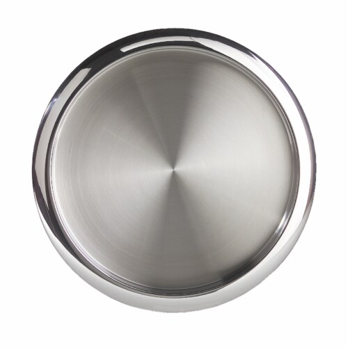 Oggi™ Stainless Steel Two-Tone Round Serving Tray Perspective: front