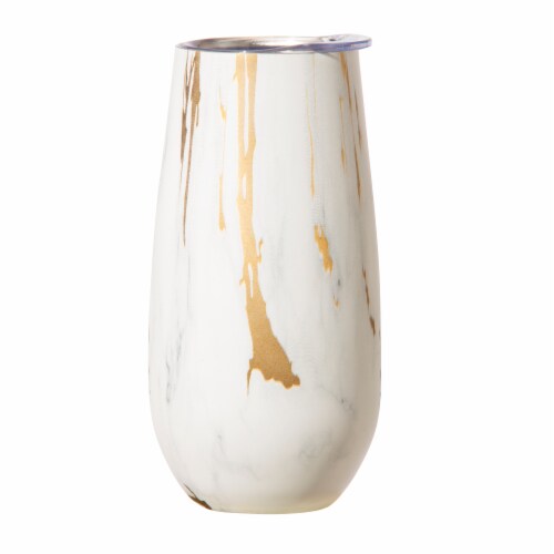OGGI 6 oz Vacuum Insulated Flute - Marble Perspective: front
