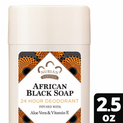 Nubian Heritage African Black Soap Aluminum Free Deodorant Perspective: front