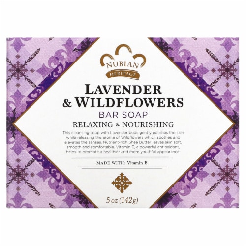 Nubian Heritage Lavender & Wildflowers Shea Butter Soap Perspective: front