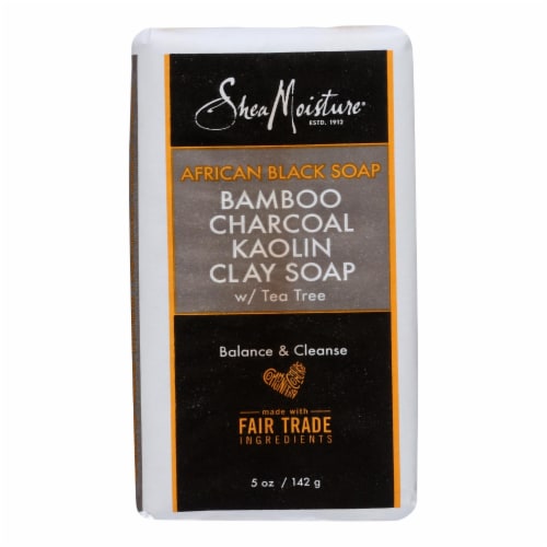Shea Moisture African Black Soap Bamboo Charcoal Kaolin Clay Soap Bar Soap 5 oz Perspective: front