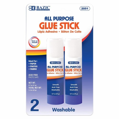 DDI  BAZIC White All Purpose Glue Stick - Washable  0.7 oz each  2 Pack Case of 24 Perspective: front