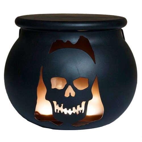 Holiday Home Halloween LED Skull Design Lantern - Black Perspective: front
