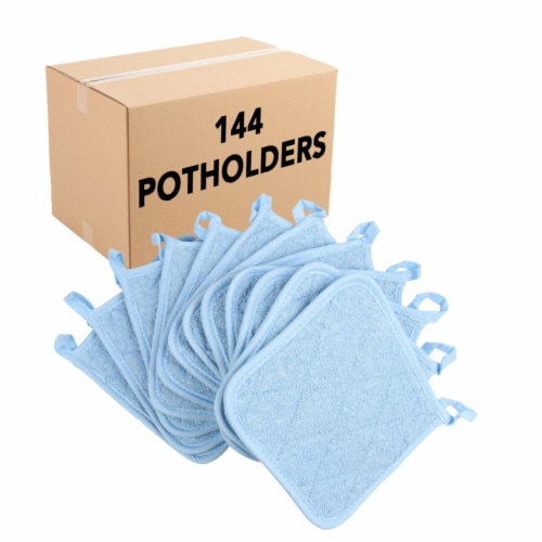Pot Holder 12-Pack, Cotton Terry, Looped, 7x7 in., Six Colors, Buy a 12-Pack or a Case of Perspective: front