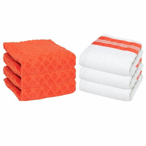 Sloppy Chef Premier Cotton Kitchen Towel 6-Pack, 15x25 in., Diamond Weave, White and Color Towels, 4 Color Options, Buy A 6-Pack or, Size: Case of 144