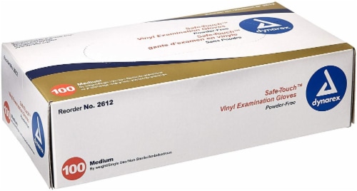 Safe-Touch Vinyl Exam Gloves Powder Free , Medium, 1000 Gloves, Dynarex 2612 Perspective: front