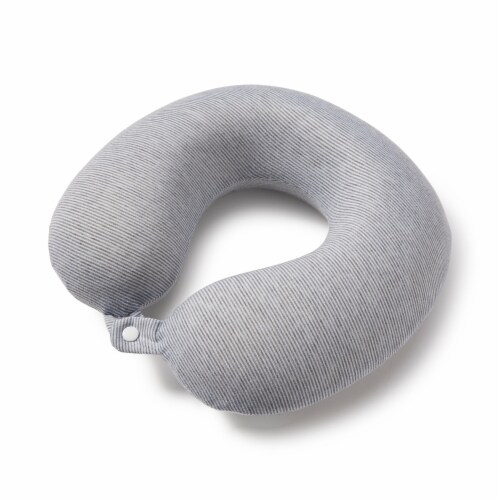 Bucky Gray Striped Memory Foam Neck Pillow Perspective: front