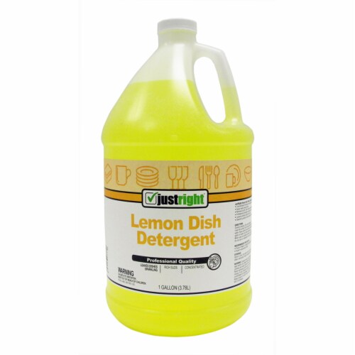 Maintex 1014385 1 gal Just Right Lemon Scent Liquid Dish Soap, Pack of 4 Perspective: front