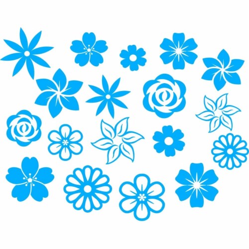 VWAQ Flower Decals for Wall Nursery Wall Stickers Decor Sky Blue, 1