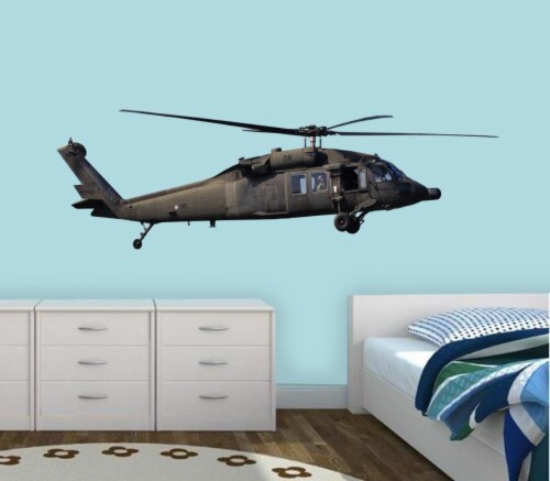 VWAQ Military Helicopter Wall Decal Aviation Decor Blackhawk Helicopter Sticker Perspective: front