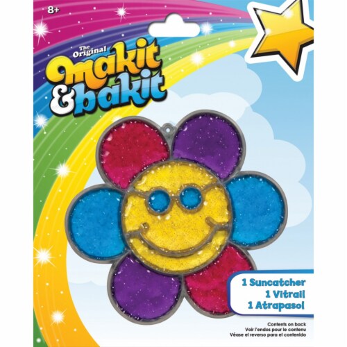 Makit & Bakit Suncatcher Kit-Glitter Smiley Face Flower Perspective: front