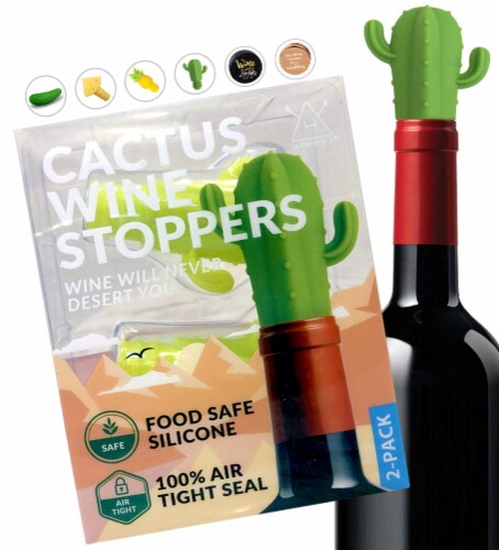 HAWWWY Cactus Bannana Wine Stopper Set - 2 Leak Proof Stoppers