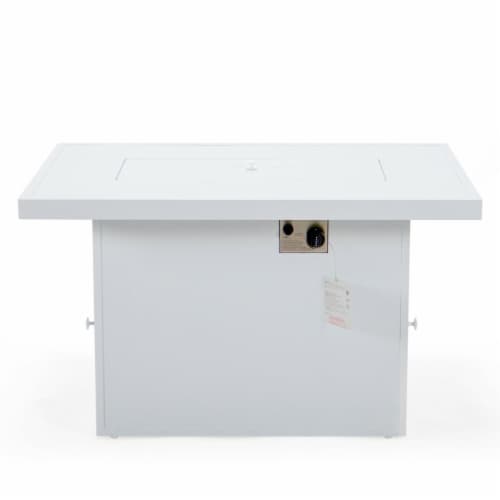 LeisureMod CF44G-W Chelsea Patio Modern Aluminum Propane Fire Pit Table, White Perspective: front