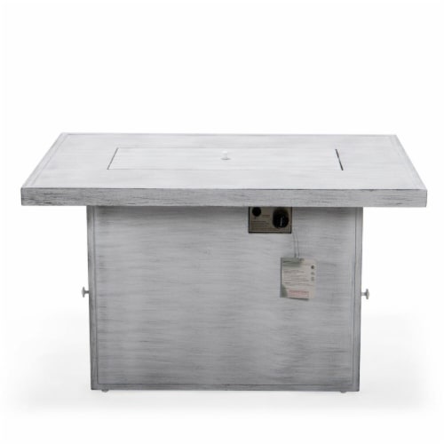 LeisureMod CF44G-WGR Chelsea Patio Modern Aluminum Propane Fire Pit Table, Weathered Grey Perspective: front
