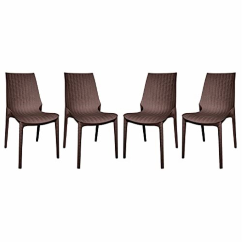 LeisureMod Kent Outdoor Dining Chair, Set of 4 Perspective: front