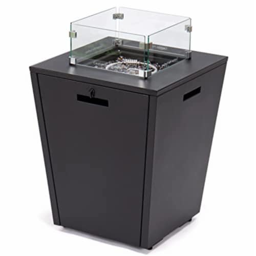 LeisureMod Chelsea Aluminum Patio Modern Propane Fire Pit Side Table Perspective: front