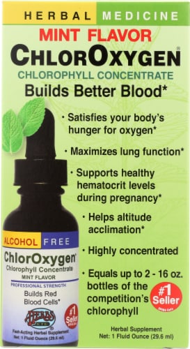 Herbs Etc. Herbal Medicine Mint Flavor ChlorOxygen Chlorophyll Supplement Perspective: front
