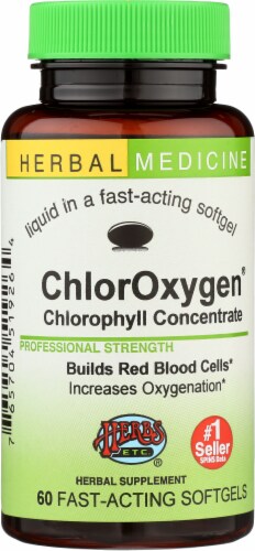 Herbs Etc. Herbal Medicine ClorOxygen Chlorophyll Supplement Softgels Perspective: front