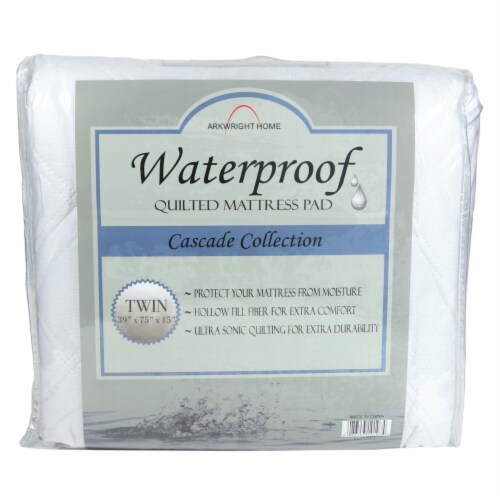 Cascade Waterproof Mattress Pad, Hypoallergenic, 15” Deep Fitted Skirt, Quilted Microfiber Perspective: front