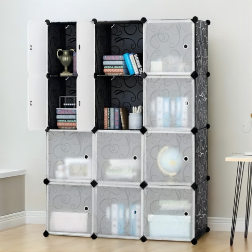 SUGIFT Portable Cube Storage Organizer, 14 x14 Cube Clothes Storage Shelves  Black (12 Cubes）, 1 - Kroger