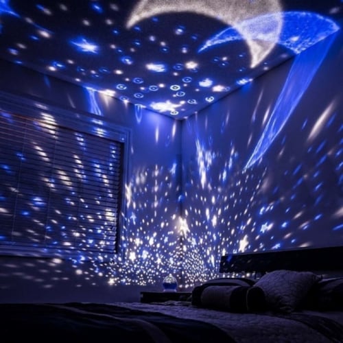 Purple LED Starry Projector Lamp Night Light Rotating Moon Sky