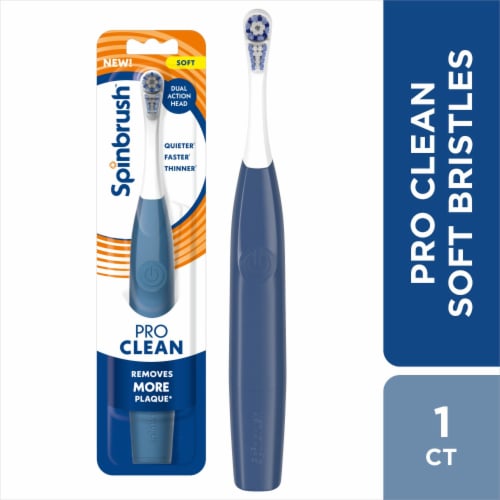 Spinbrush PRO CLEAN Adult Soft Bristles Battery Powered Electric Toothbrush Perspective: front