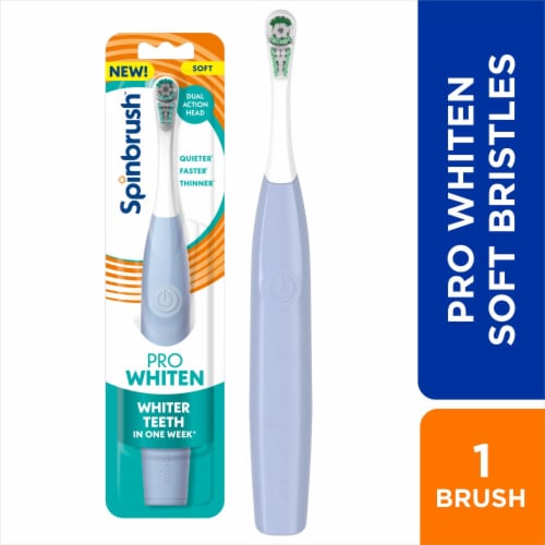 Spinbrush PRO WHITEN Adult Soft Bristles Battery Powered Electric Toothbrush Perspective: front
